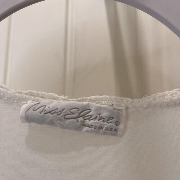Vtg MISS ELAINE Long Nightgown Womens L White Multi Lace Trim Sleepwear Lounge - Picture 5 of 11
